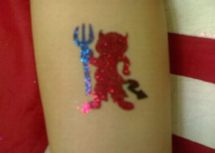 Glitter Cartoon Devil Tattoo